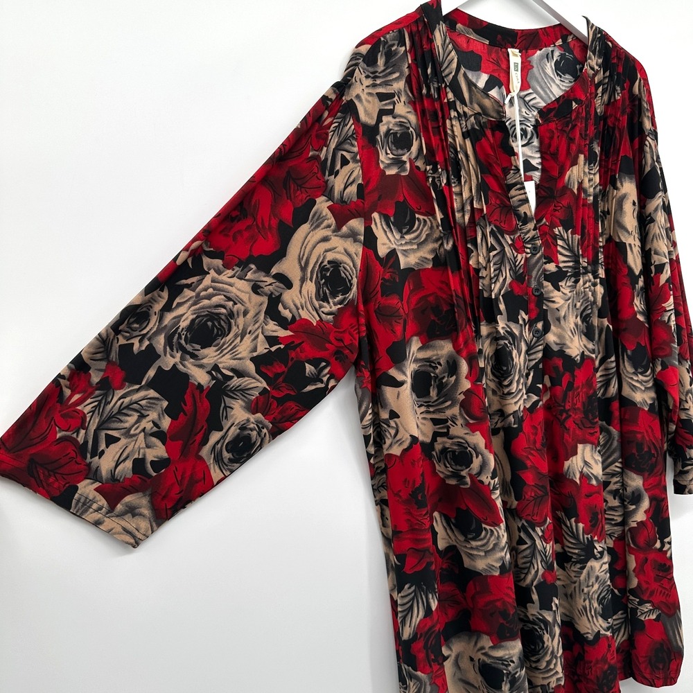 La Cera Tunic Top Shirt 3X Stretch Floral Bloomcore Festival Witchy Grunge New - Picture 2 of 14